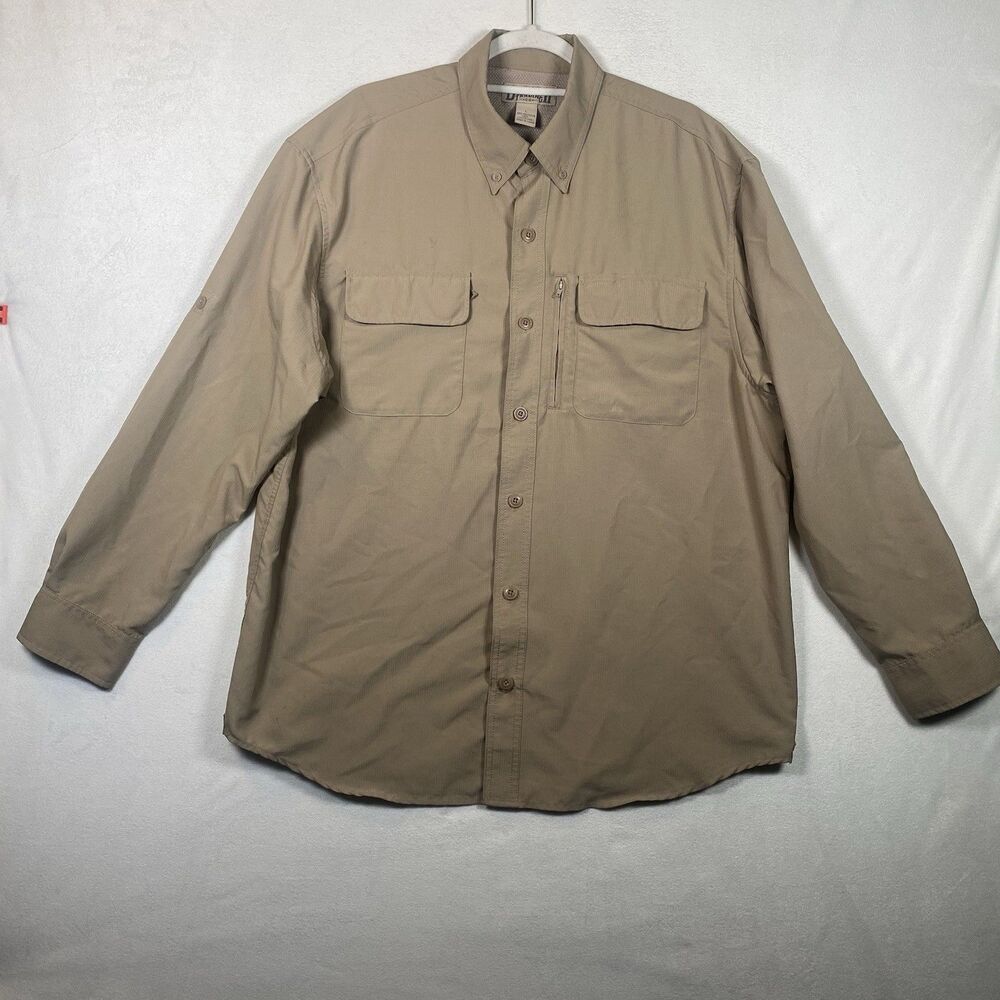 Duluth Trading Company CoolPlus Ripstop Long Sleeve Shirt Khaki Size L